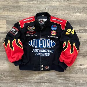Vintage Nascar #24 Jeff Gordon Dupont Flames Racing Jacket Size XL YOUTH